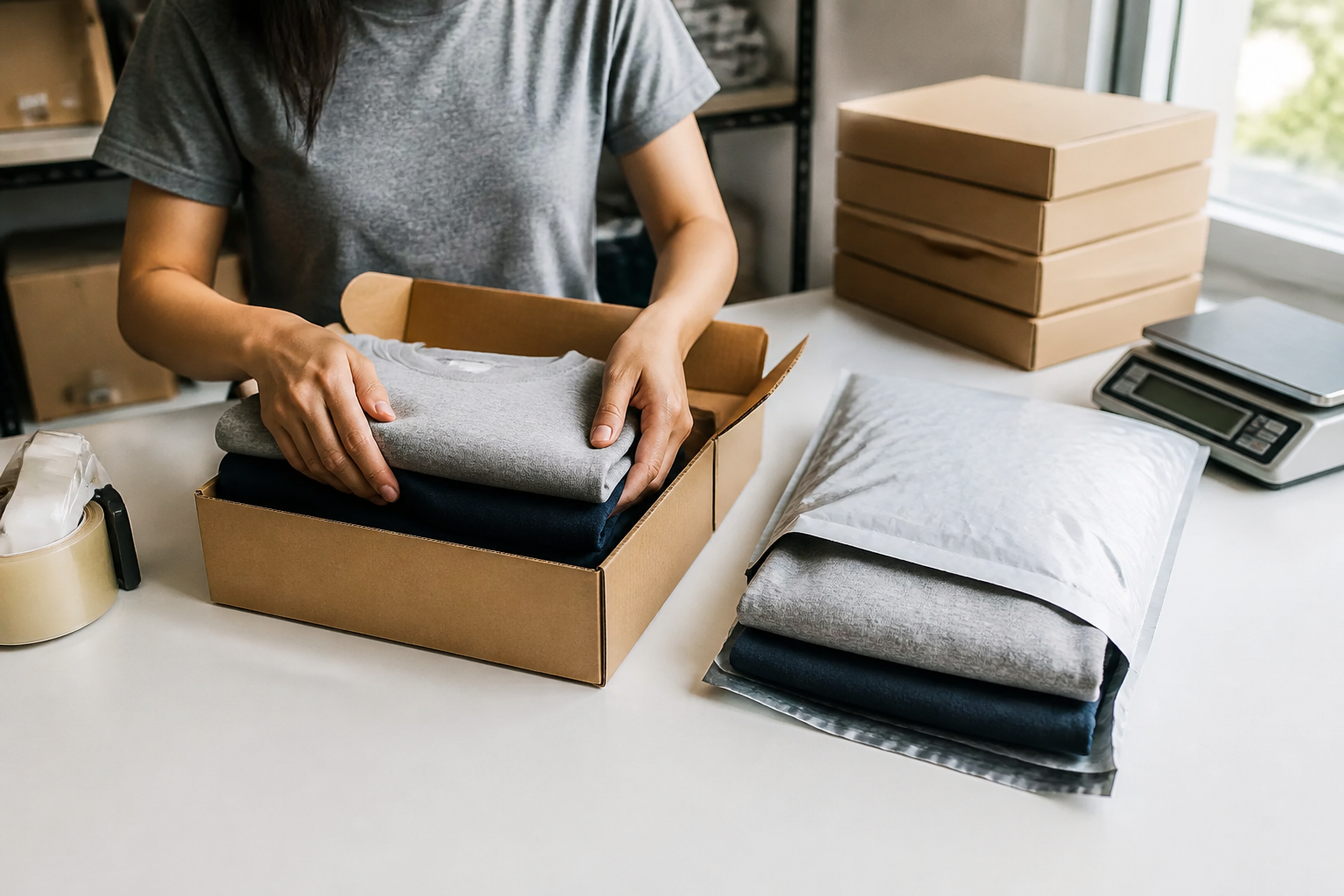 Mailer shipping boxes versus padded envelopes for apparel under 5 pounds